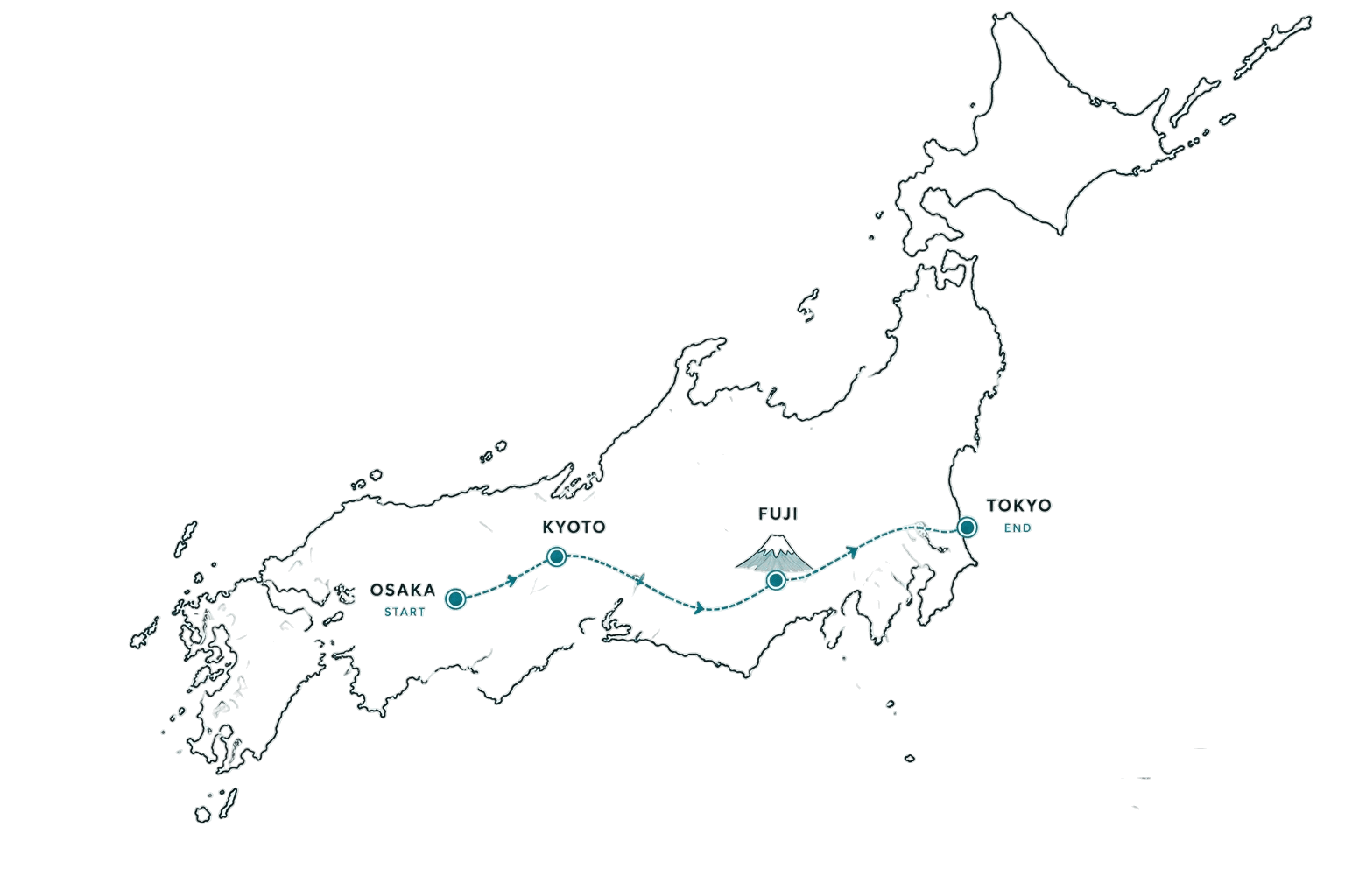 Brew in Japan route map