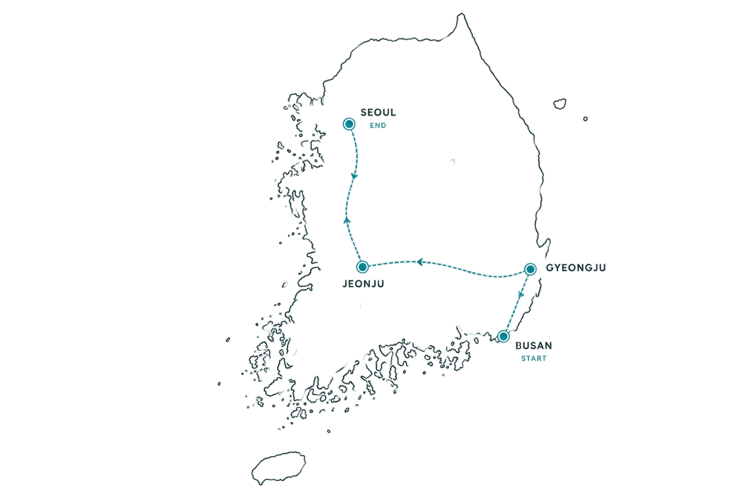 Brew in South Korea route map